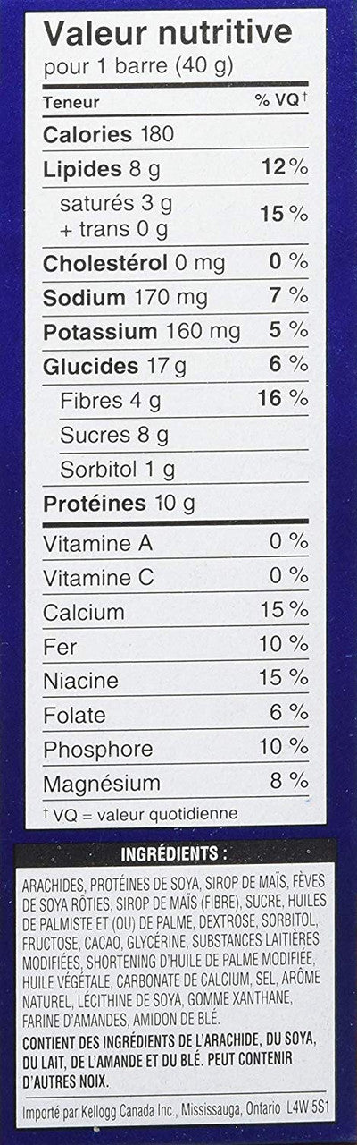 Kellogg's Vector Protein bars, Peanut, 4ct, 160g/5.6oz. (Imported from Canada)